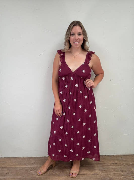 Floral Embroidered Midi Dress - Three:Twelve Boutique - Three:Twelve