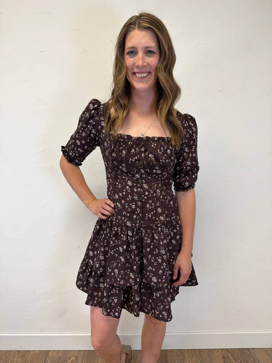 Floral Mini Dress with Half Sleeve - Three:Twelve Boutique - camellia