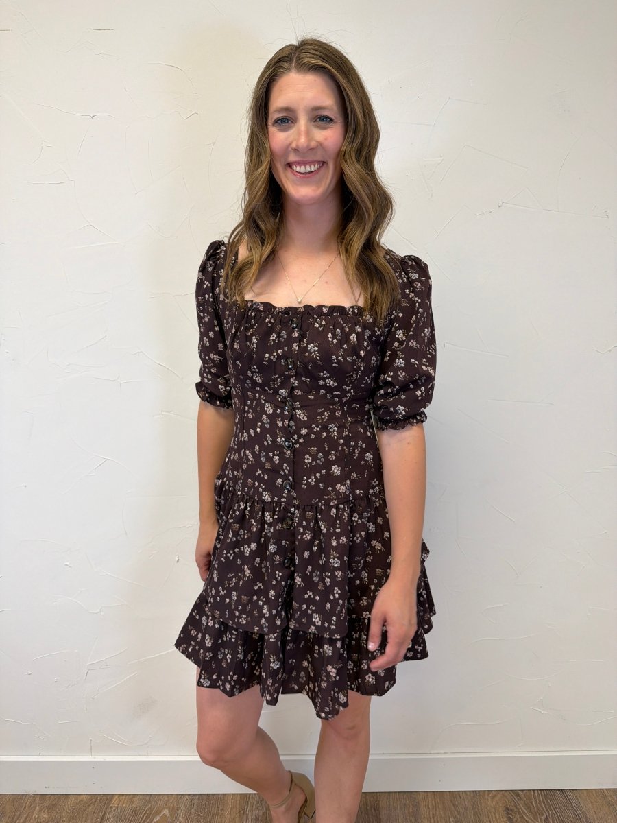 Floral Mini Dress with Half Sleeve - Three:Twelve Boutique - camellia
