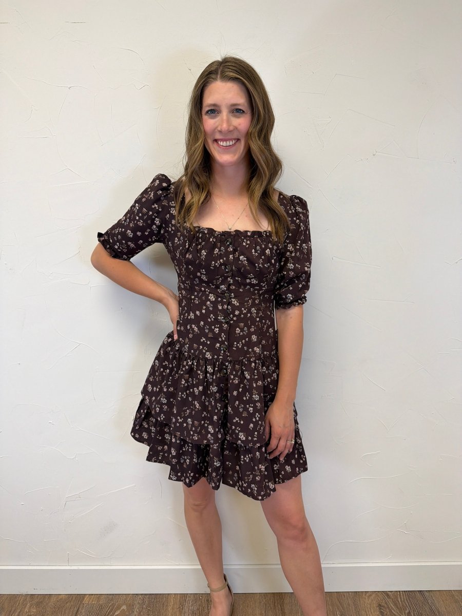 Floral Mini Dress with Half Sleeve - Three:Twelve Boutique - camellia