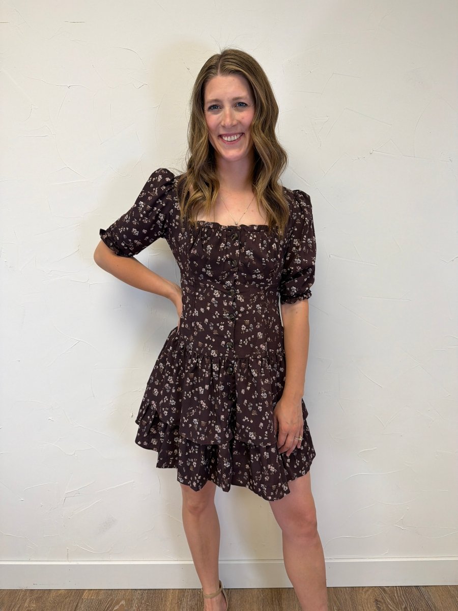 Floral Mini Dress with Half Sleeve - Three:Twelve Boutique - camellia
