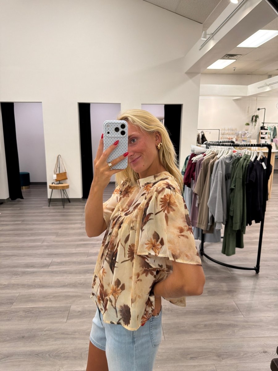 Floral Print Mock Blouse - Three:Twelve Boutique - By Together