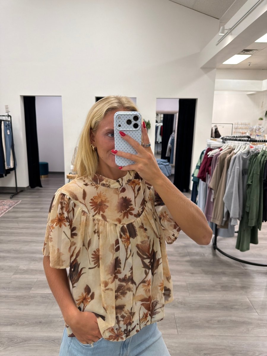 Floral Print Mock Blouse - Three:Twelve Boutique - By Together