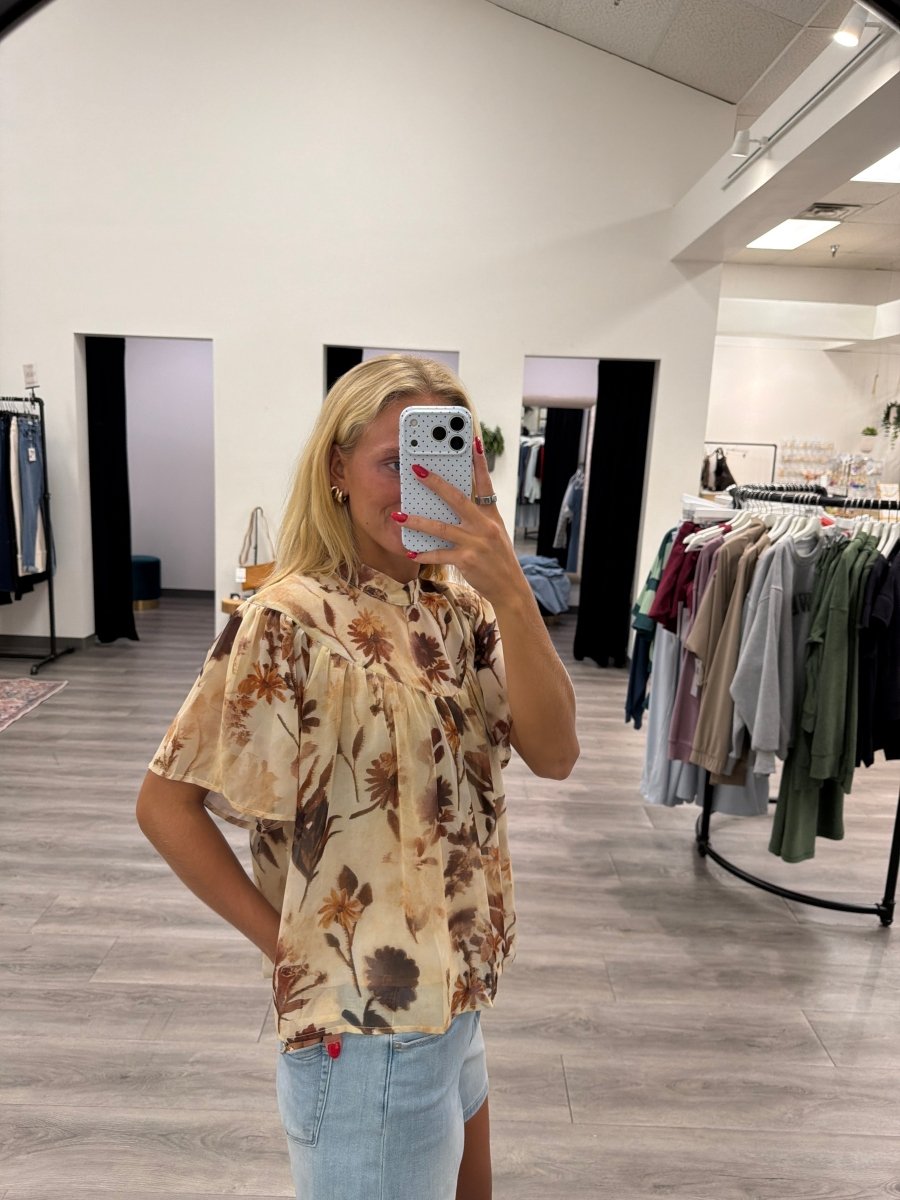 Floral Print Mock Blouse - Three:Twelve Boutique - By Together