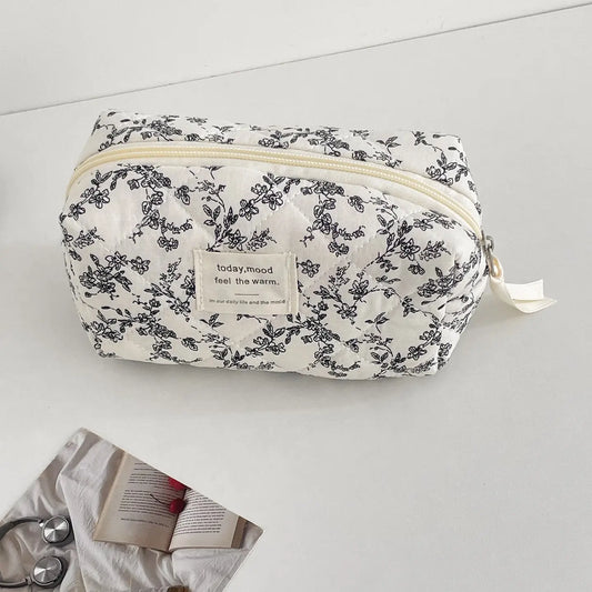 Flower Print Color Block make Up Bag Small