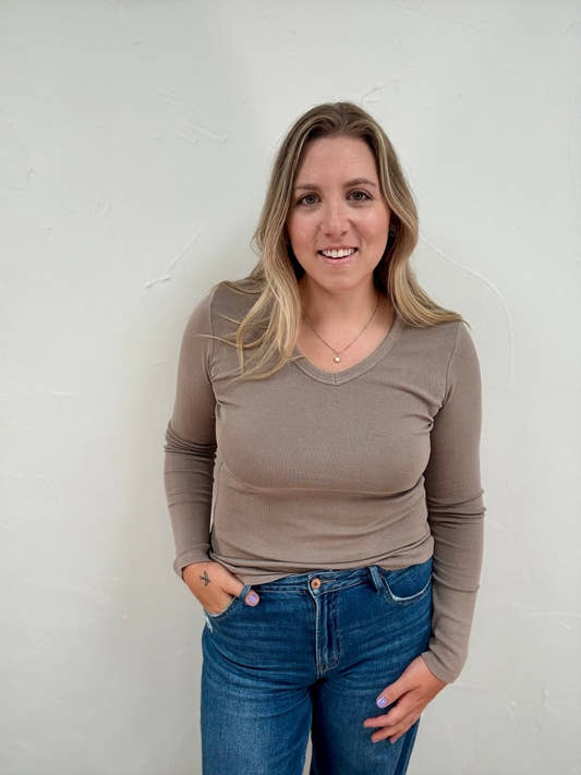 Garment Dyed V neck Top - Three:Twelve Boutique - Three:Twelve