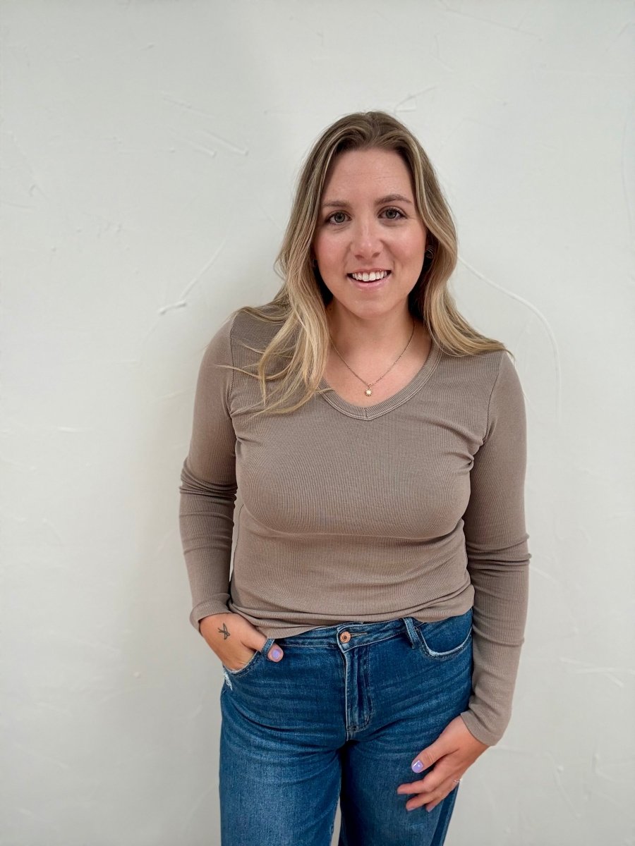 Garment Dyed V neck Top - Three:Twelve Boutique - Three:Twelve