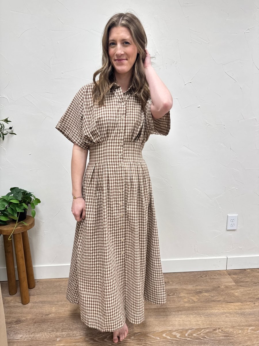 Gingham Button Down Dress - Three:Twelve Boutique - By Together