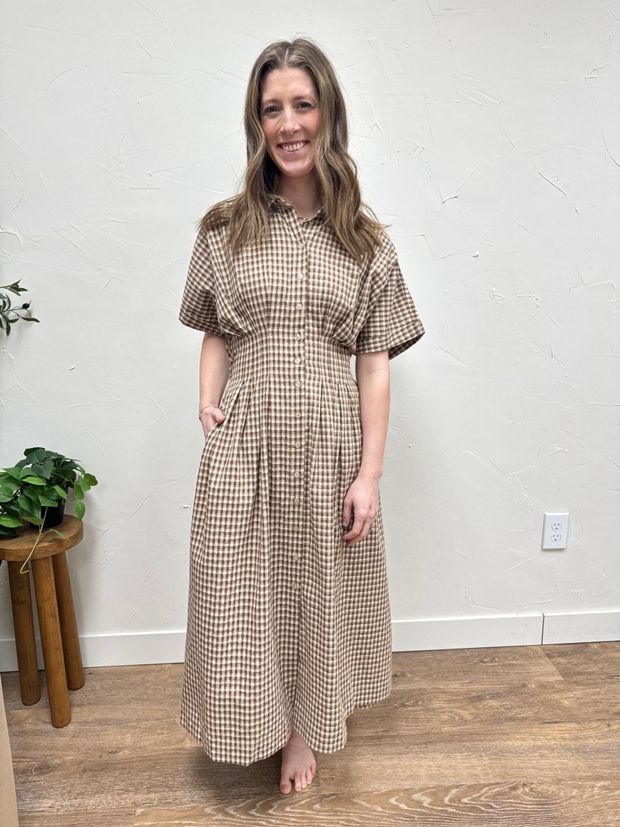 Gingham Button Down Dress - Three:Twelve Boutique - By Together