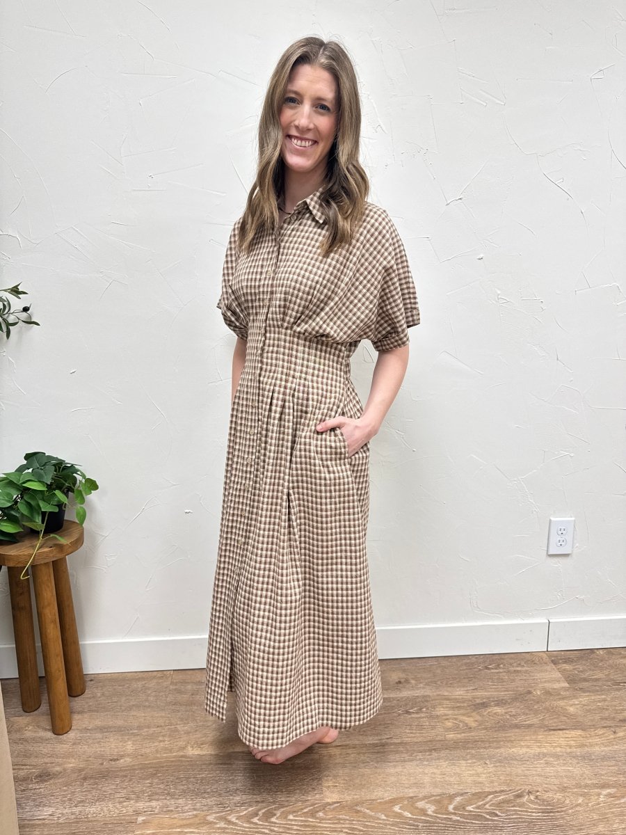 Gingham Button Down Dress - Three:Twelve Boutique - By Together