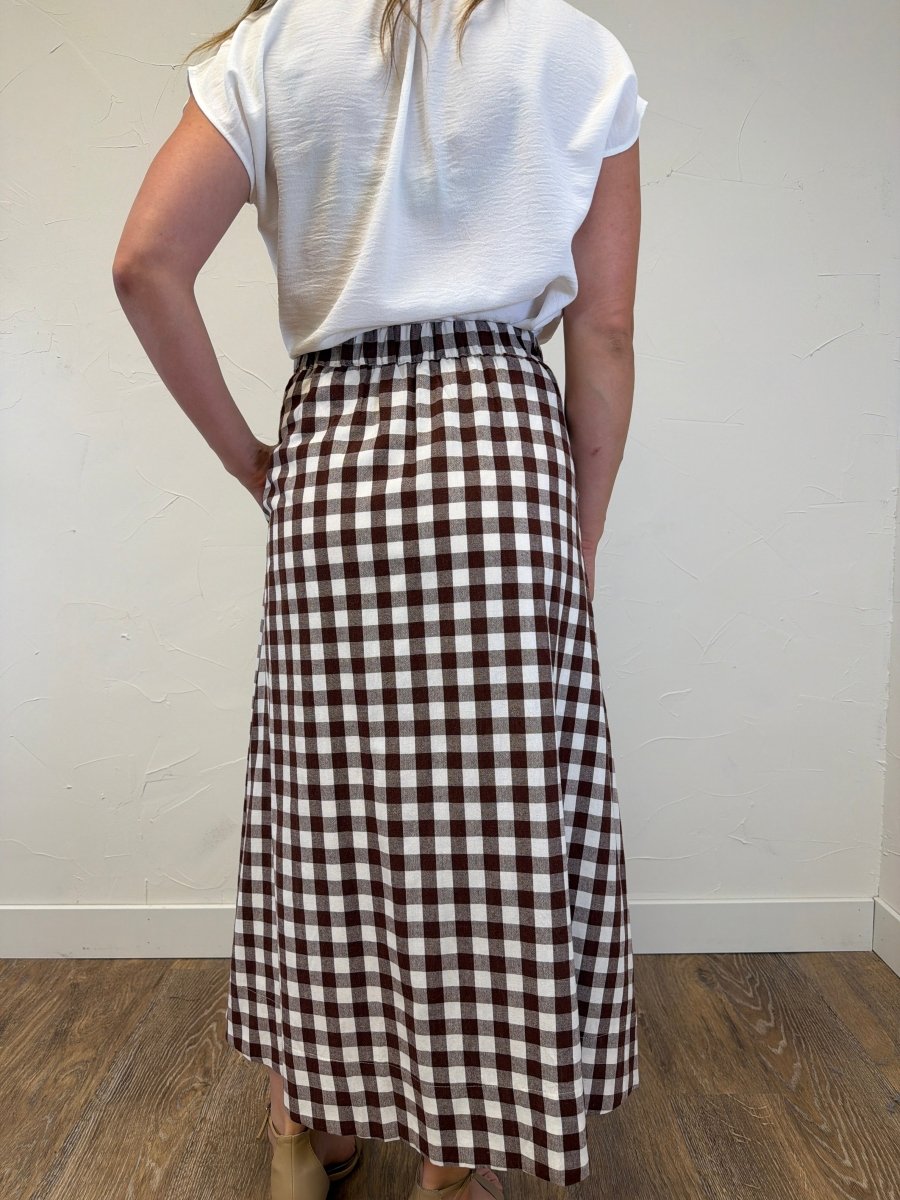 Gingham Checkered Midi Skirt - Three:Twelve Boutique - she+sky