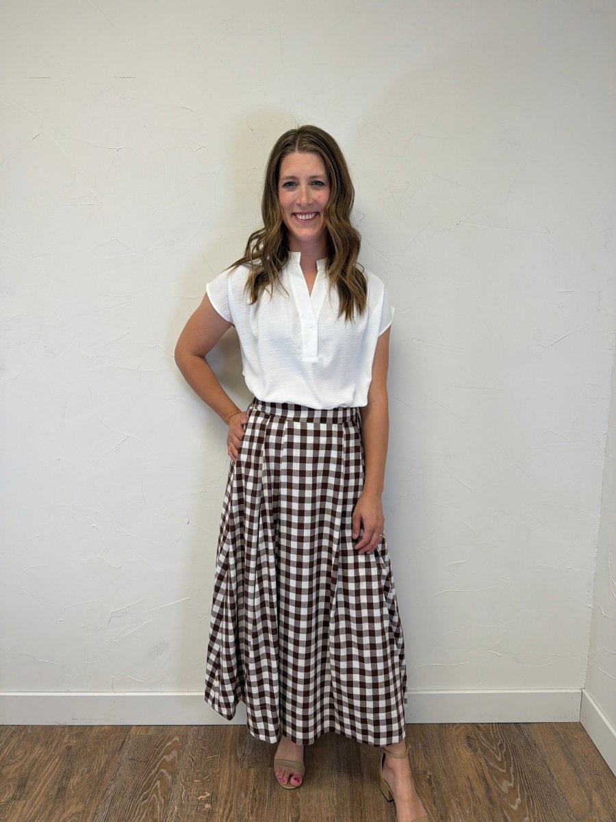 Gingham Checkered Midi Skirt - Three:Twelve Boutique - she+sky