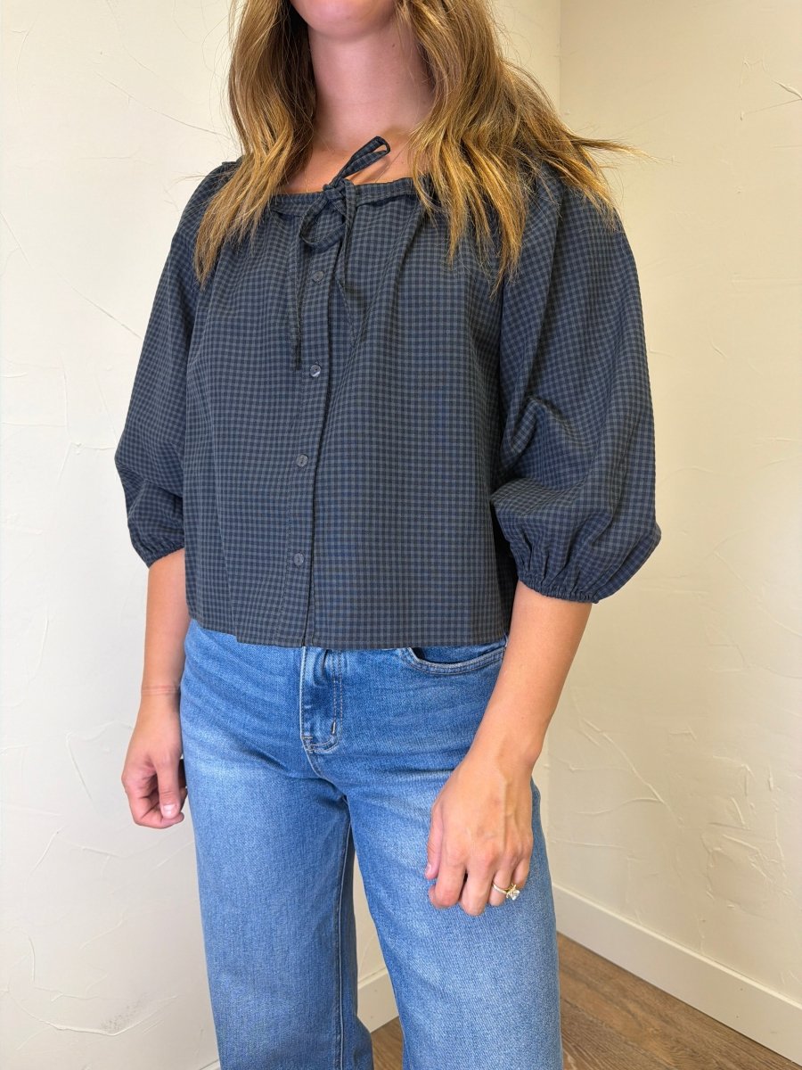 Gingham Peasant Blouse - Three:Twelve Boutique - Wishlist