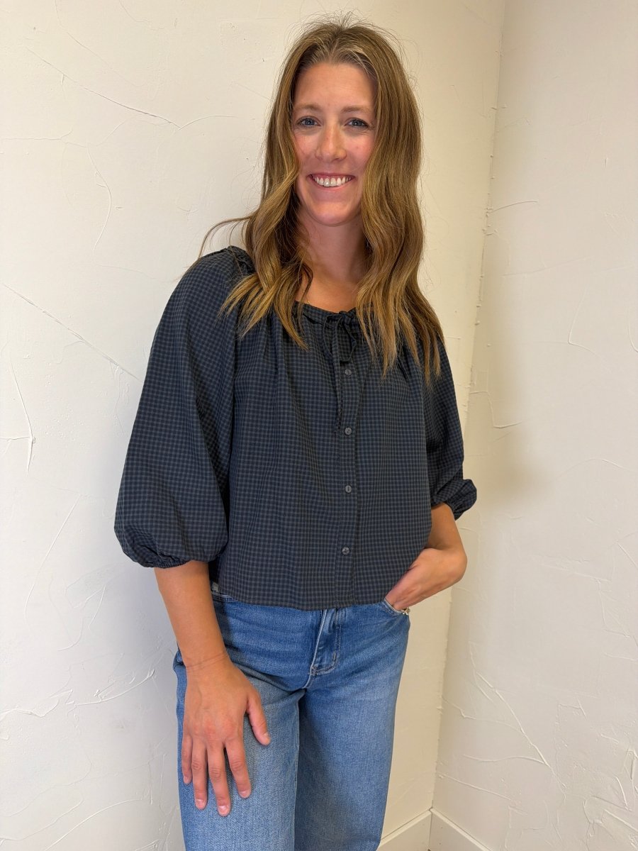 Gingham Peasant Blouse - Three:Twelve Boutique - Wishlist