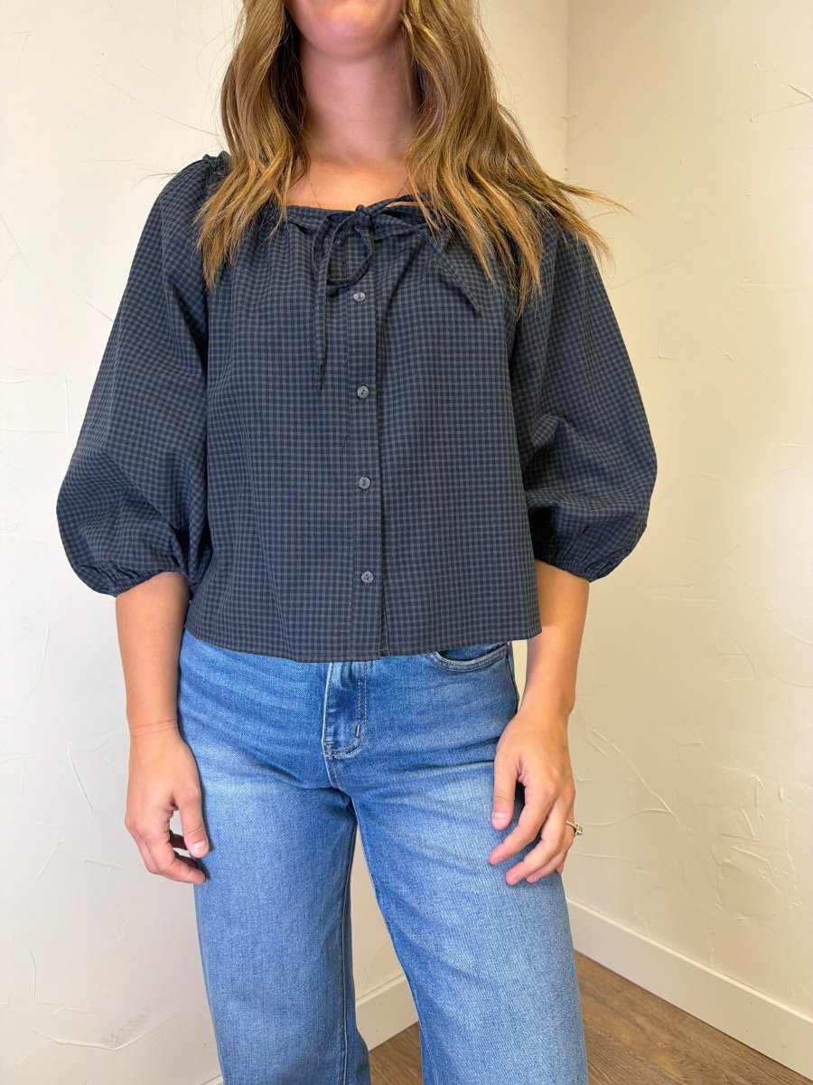 Gingham Peasant Blouse - Three:Twelve Boutique - Wishlist