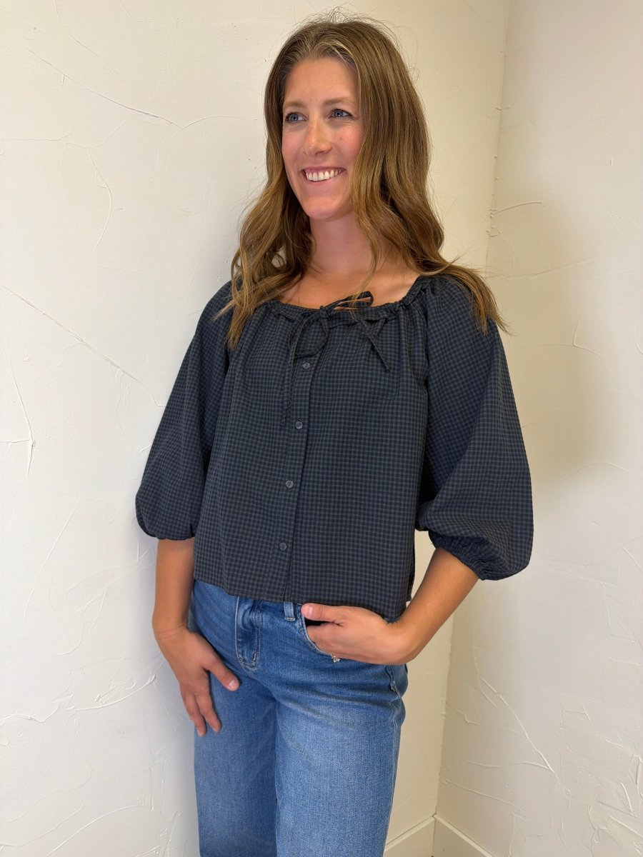 Gingham Peasant Blouse - Three:Twelve Boutique - Wishlist