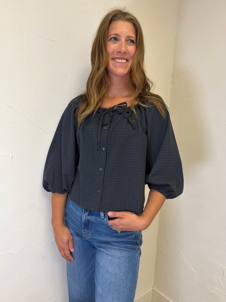 Gingham Peasant Blouse - Three:Twelve Boutique - Wishlist