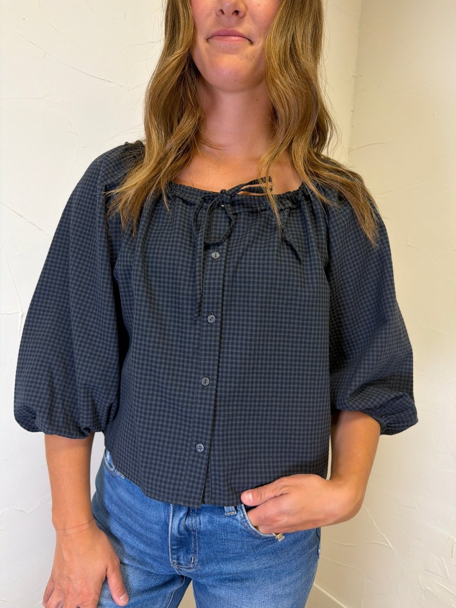 Gingham Peasant Blouse - Three:Twelve Boutique - Wishlist