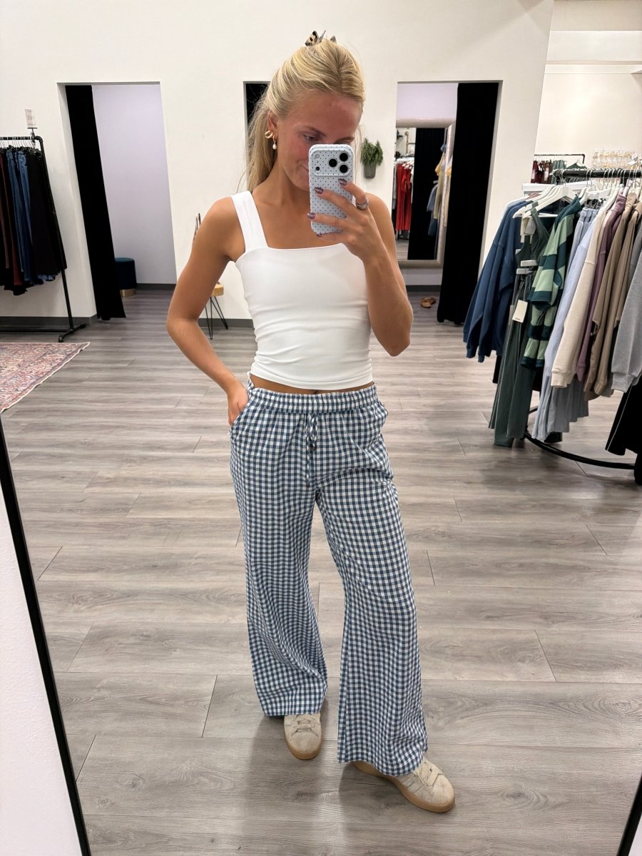 Gingham Wide Leg Elastic Pant - Three:Twelve Boutique - doe and rae