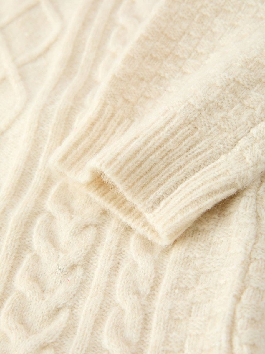 Girls Ivory Cable Knit Ruffle Sweater Dress - Three:Twelve Boutique - Rylee Faith Designs