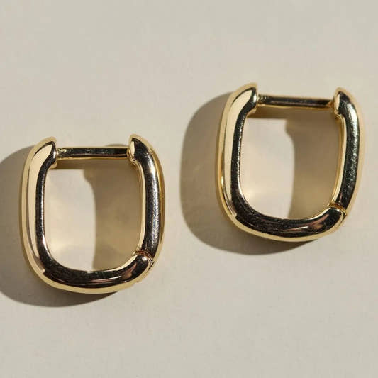 Gold Waterproof Square Huggie Earrings - Three:Twelve Boutique - nickel & suede