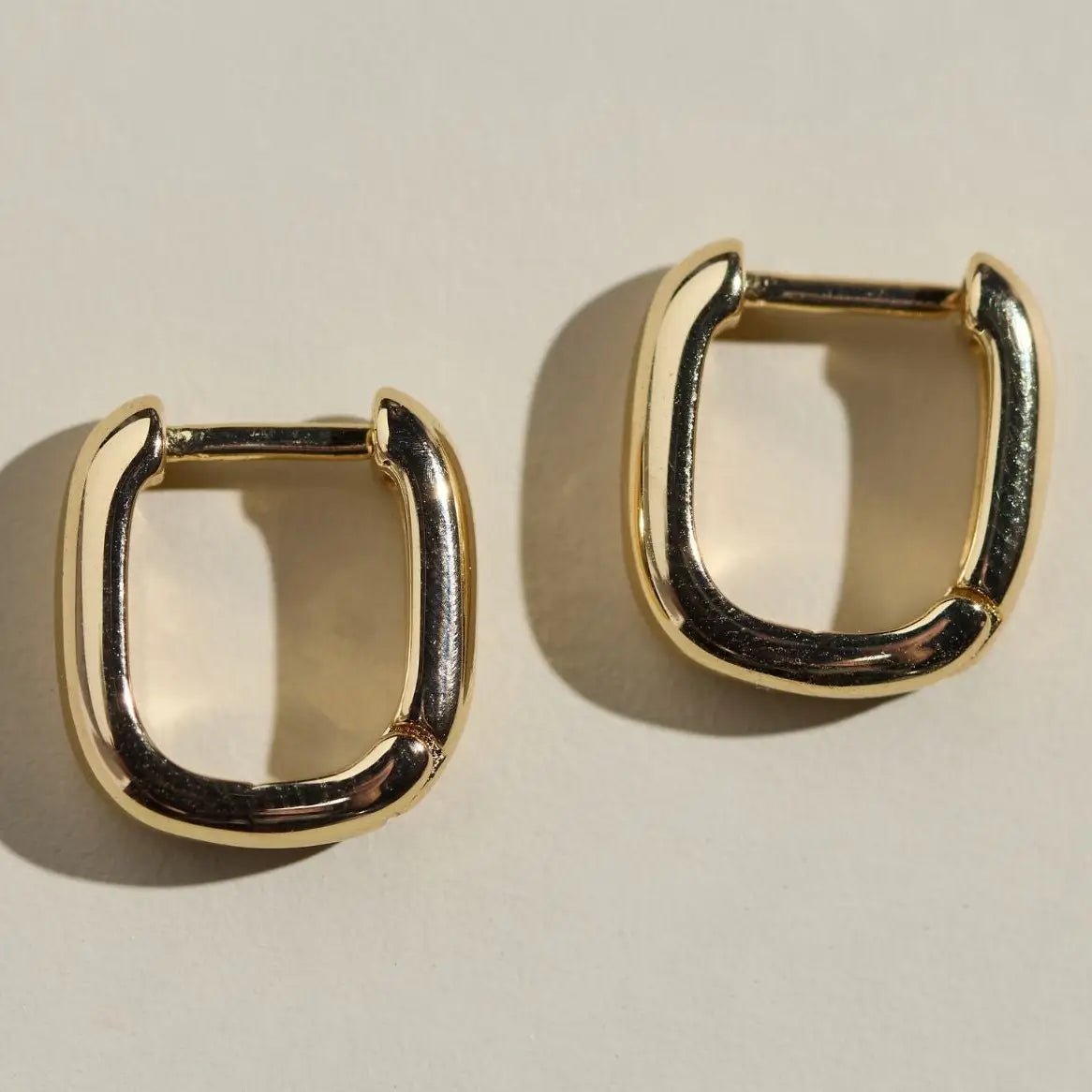 Gold Waterproof Square Huggie Earrings - Three:Twelve Boutique - nickel & suede
