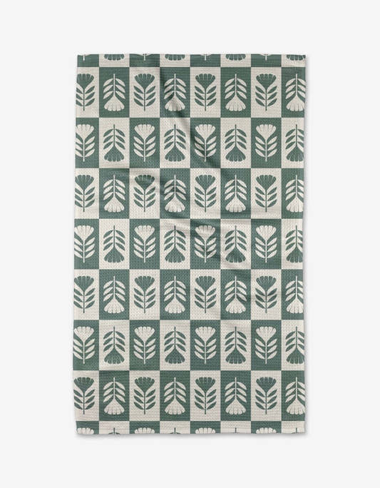 Green Flower Patch Tea Towel - Three:Twelve Boutique - Geometry