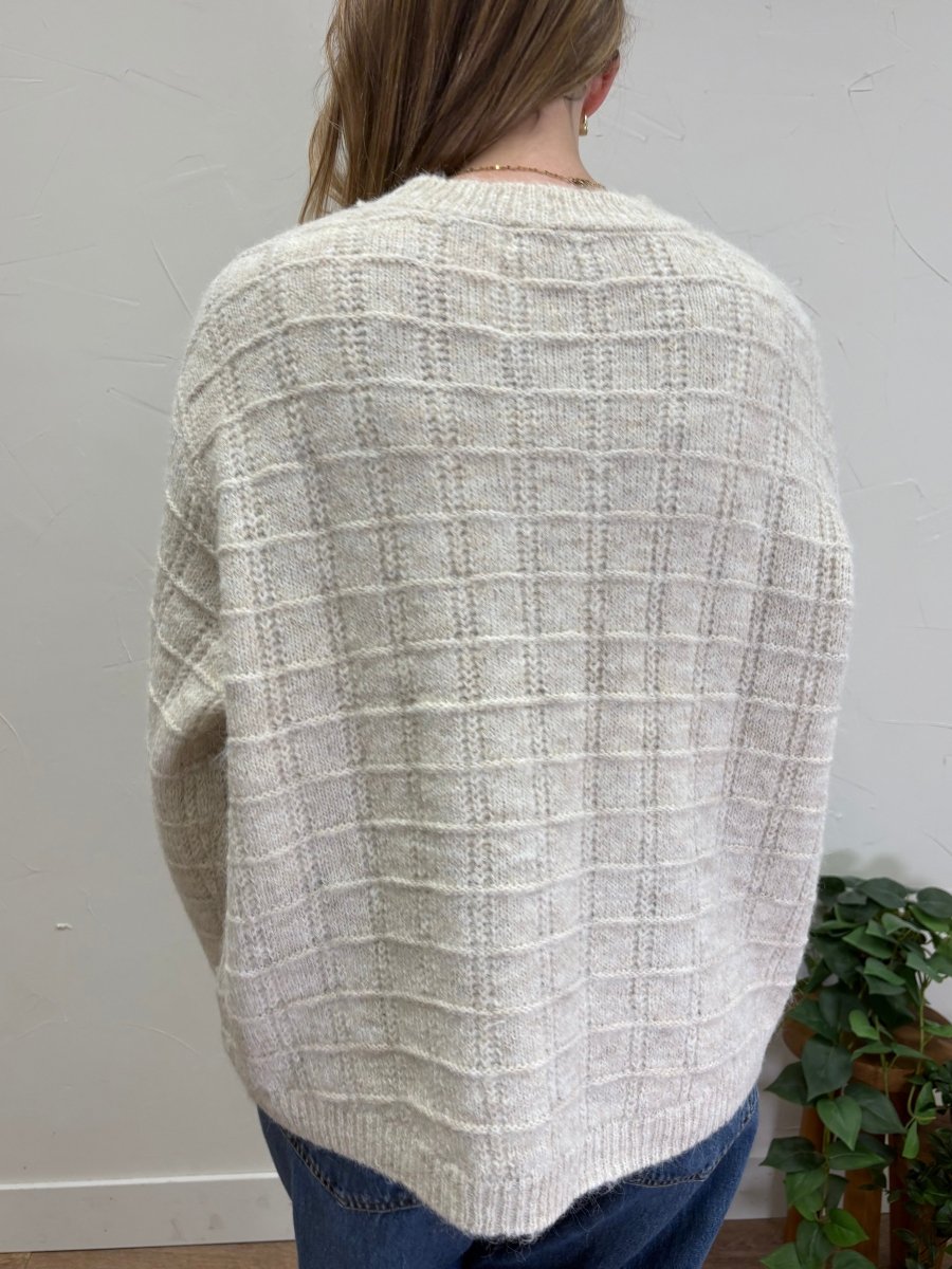 Grid Textured Knit Sweater - Three:Twelve Boutique - Hyfve
