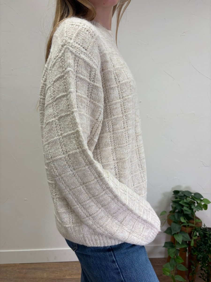 Grid Textured Knit Sweater - Three:Twelve Boutique - Hyfve