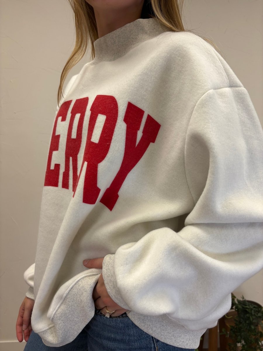 Grinchy + Merry Print Reversible Mock Neck Sweatshirt - Three:Twelve Boutique - bucketlist