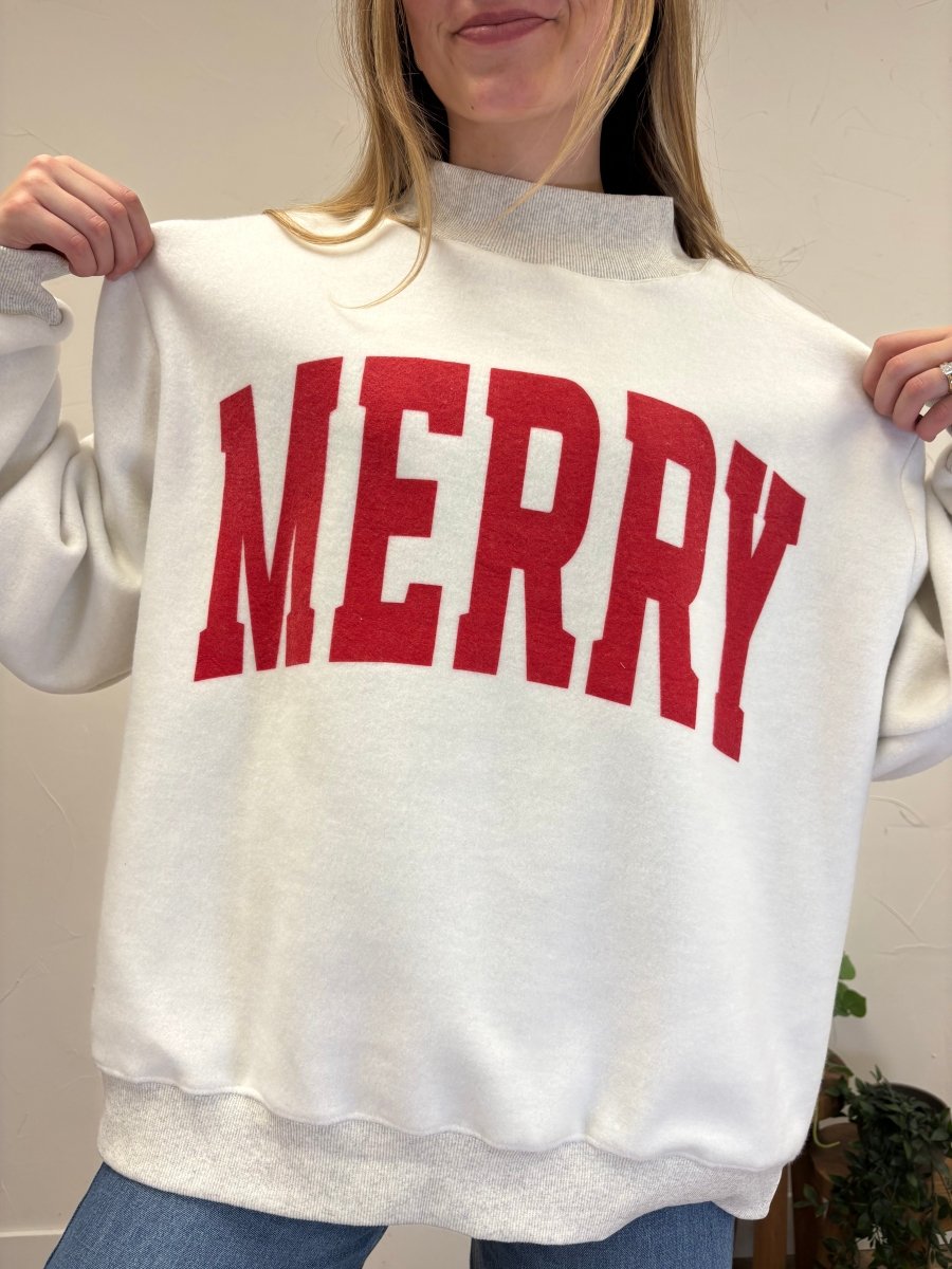 Grinchy + Merry Print Reversible Mock Neck Sweatshirt - Three:Twelve Boutique - bucketlist