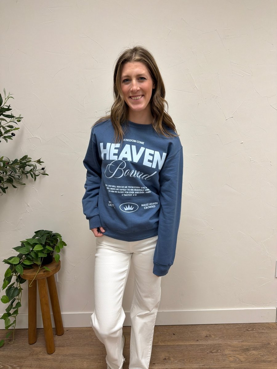 Heaven Bound Graphic Sweatshirt – Relaxed Fit Casual Pullover - Three:Twelve Boutique - Poppy + Pine
