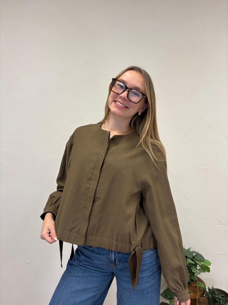 Hidden Placket Side Tie Jacket - Three:Twelve Boutique - fun2fun