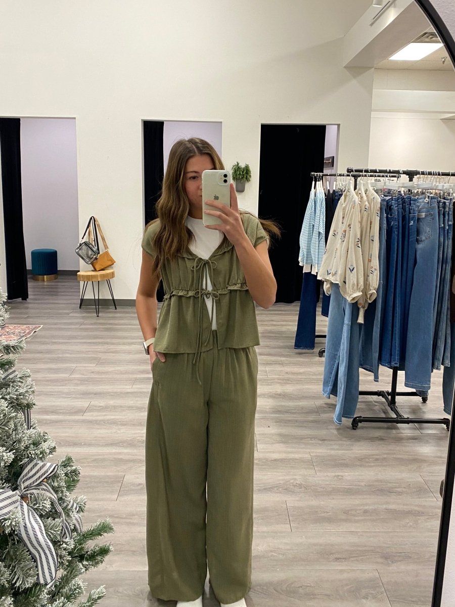 HIGH ELASTIC WAIST WIDE LEG LOUNGE PANTS - Three:Twelve Boutique - Blu Pepper