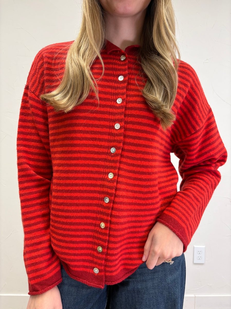 High Neck Rolled Hem Sweater Cardigan - Three:Twelve Boutique - Le Lis