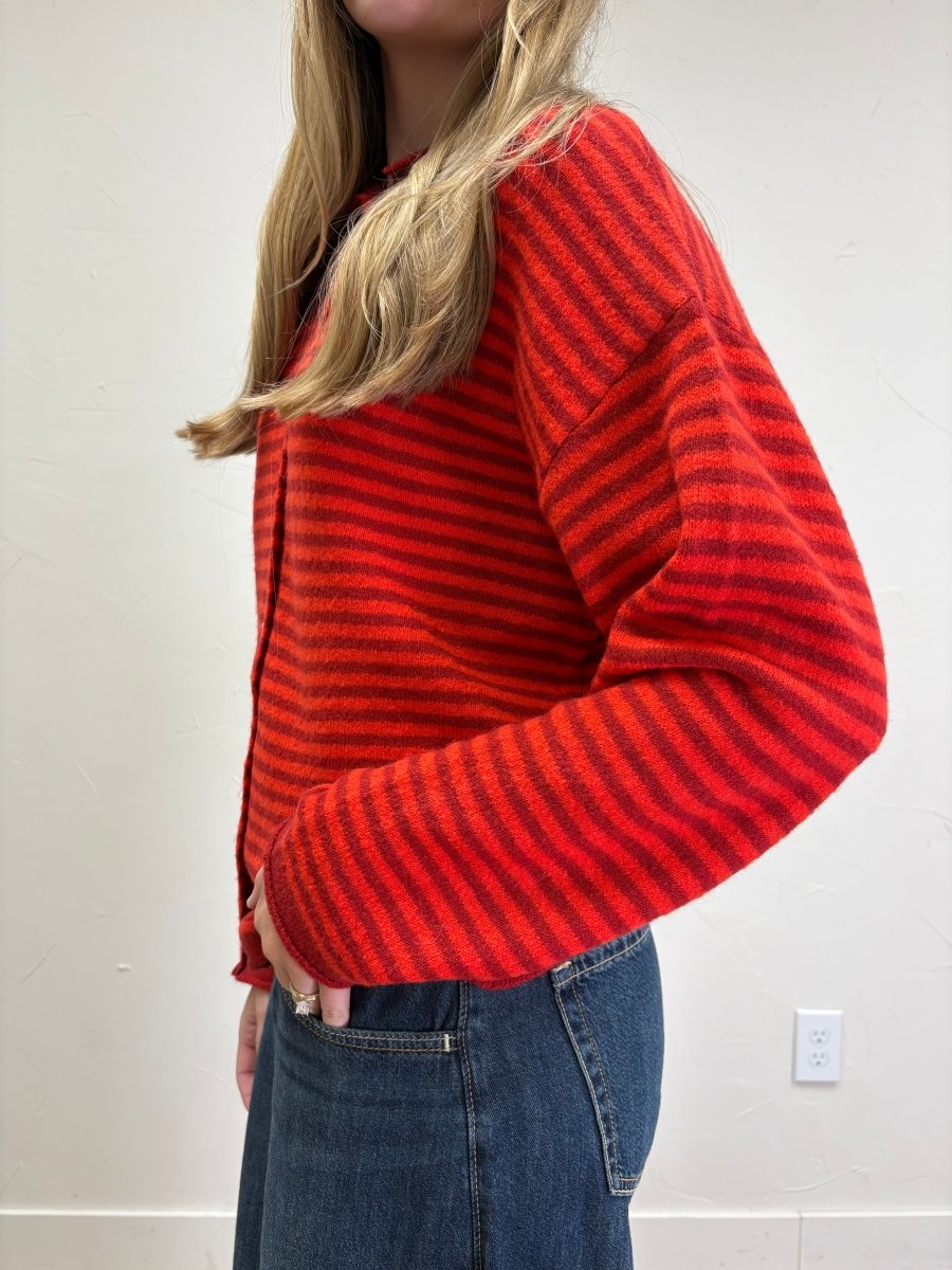 High Neck Rolled Hem Sweater Cardigan - Three:Twelve Boutique - Le Lis