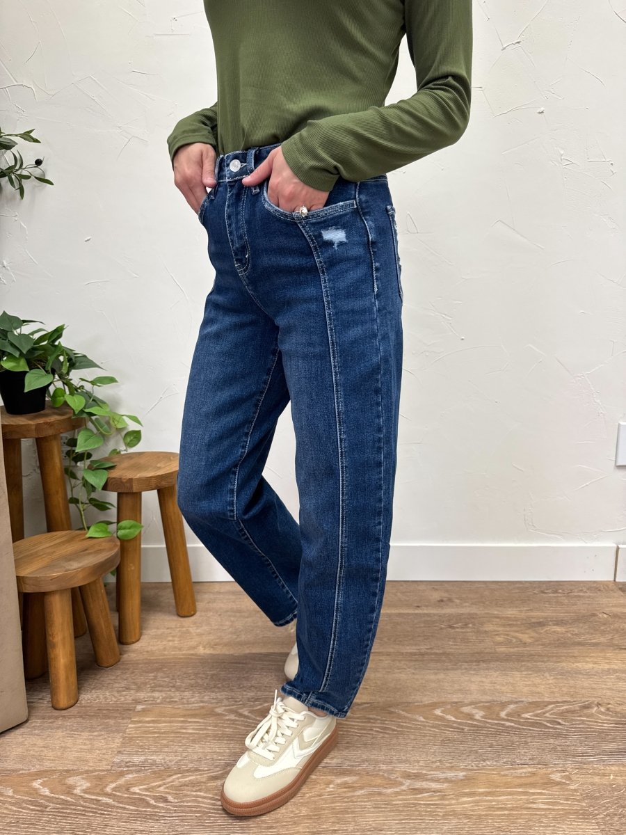 High Rise Barrel Vervet Denim - Three:Twelve Boutique - Three:Twelve