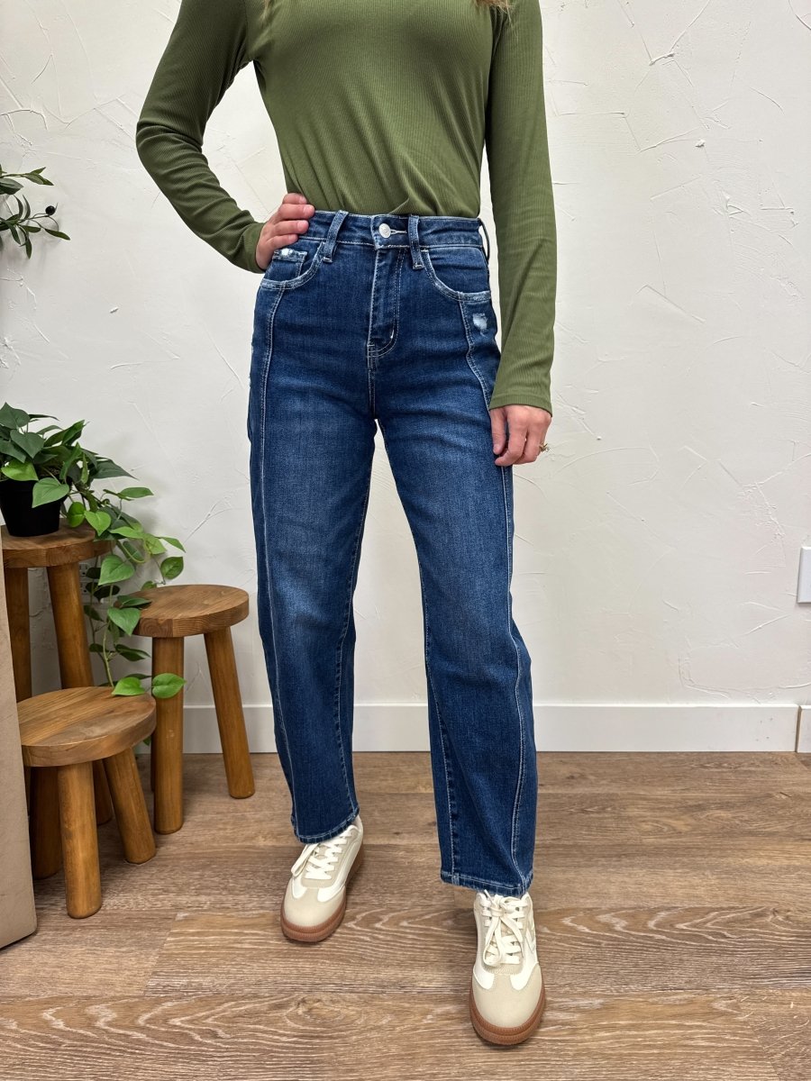 High Rise Barrel Vervet Denim - Three:Twelve Boutique - Three:Twelve