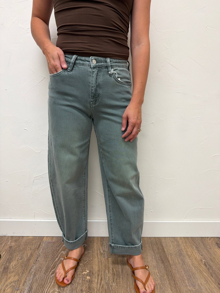 High Rise Barrel With Cuffs Vervet Denim - Three:Twelve Boutique - flyingmonkey