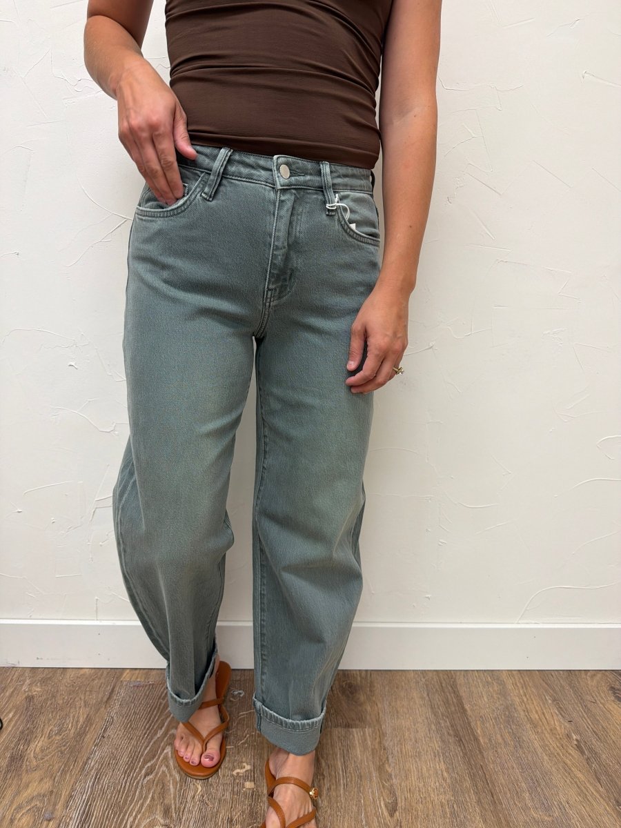 High Rise Barrel With Cuffs Vervet Denim - Three:Twelve Boutique - flyingmonkey