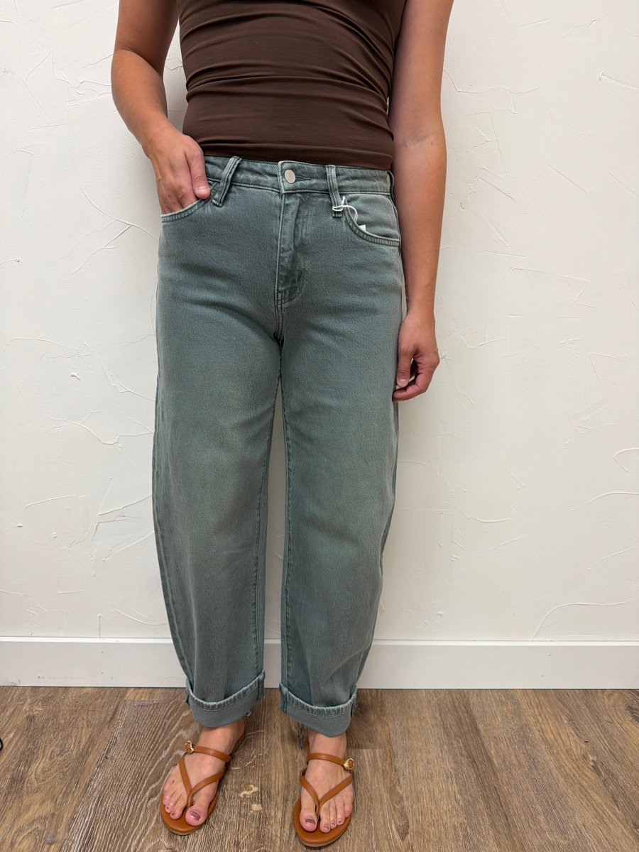 High Rise Barrel With Cuffs Vervet Denim - Three:Twelve Boutique - flyingmonkey