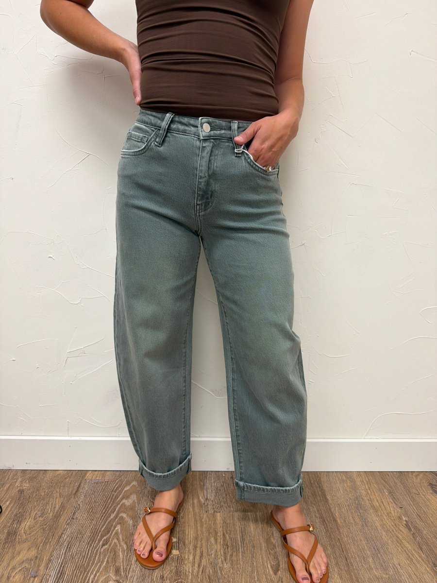 High Rise Barrel With Cuffs Vervet Denim - Three:Twelve Boutique - flyingmonkey