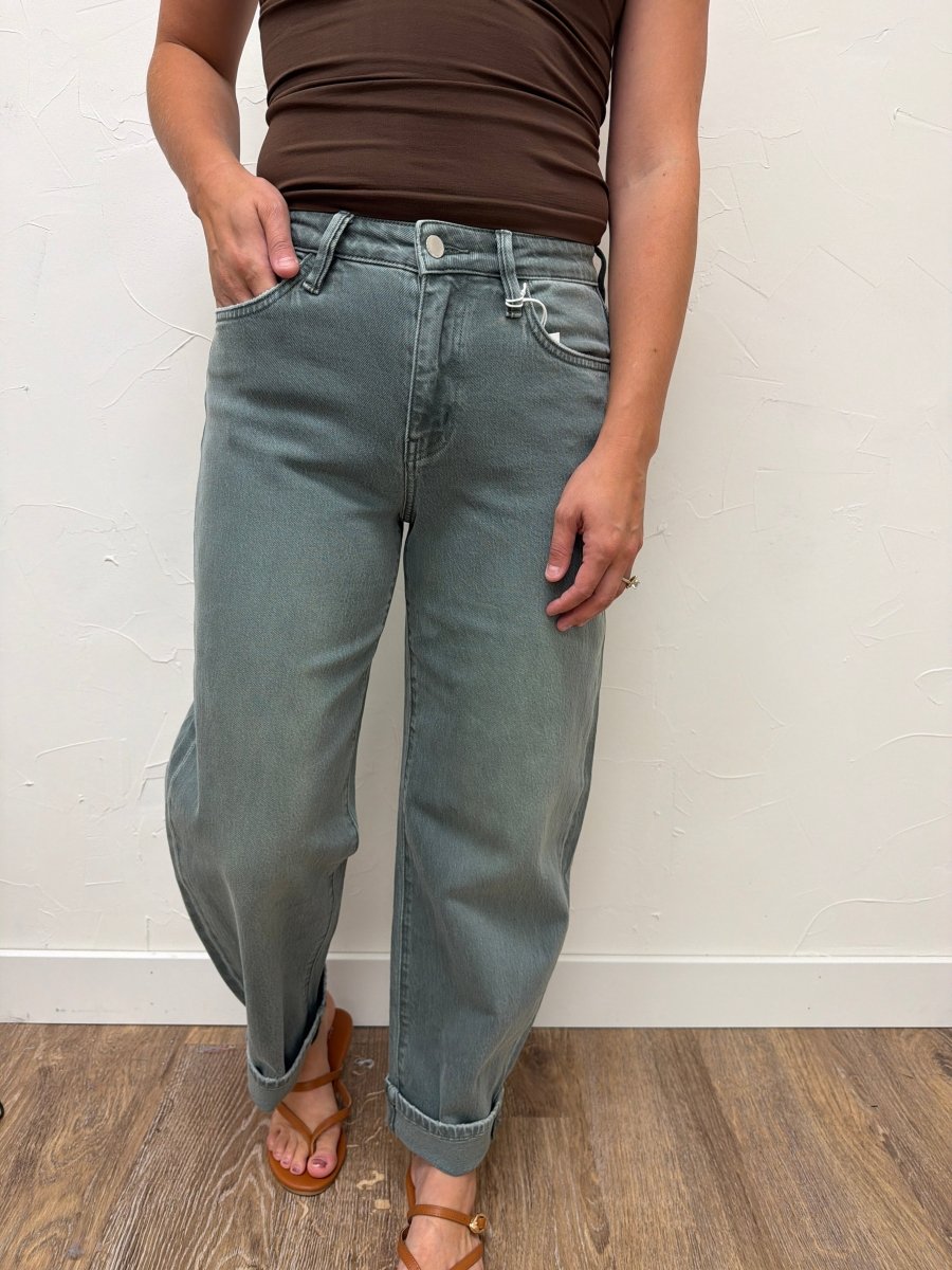High Rise Barrel With Cuffs Vervet Denim - Three:Twelve Boutique - flyingmonkey