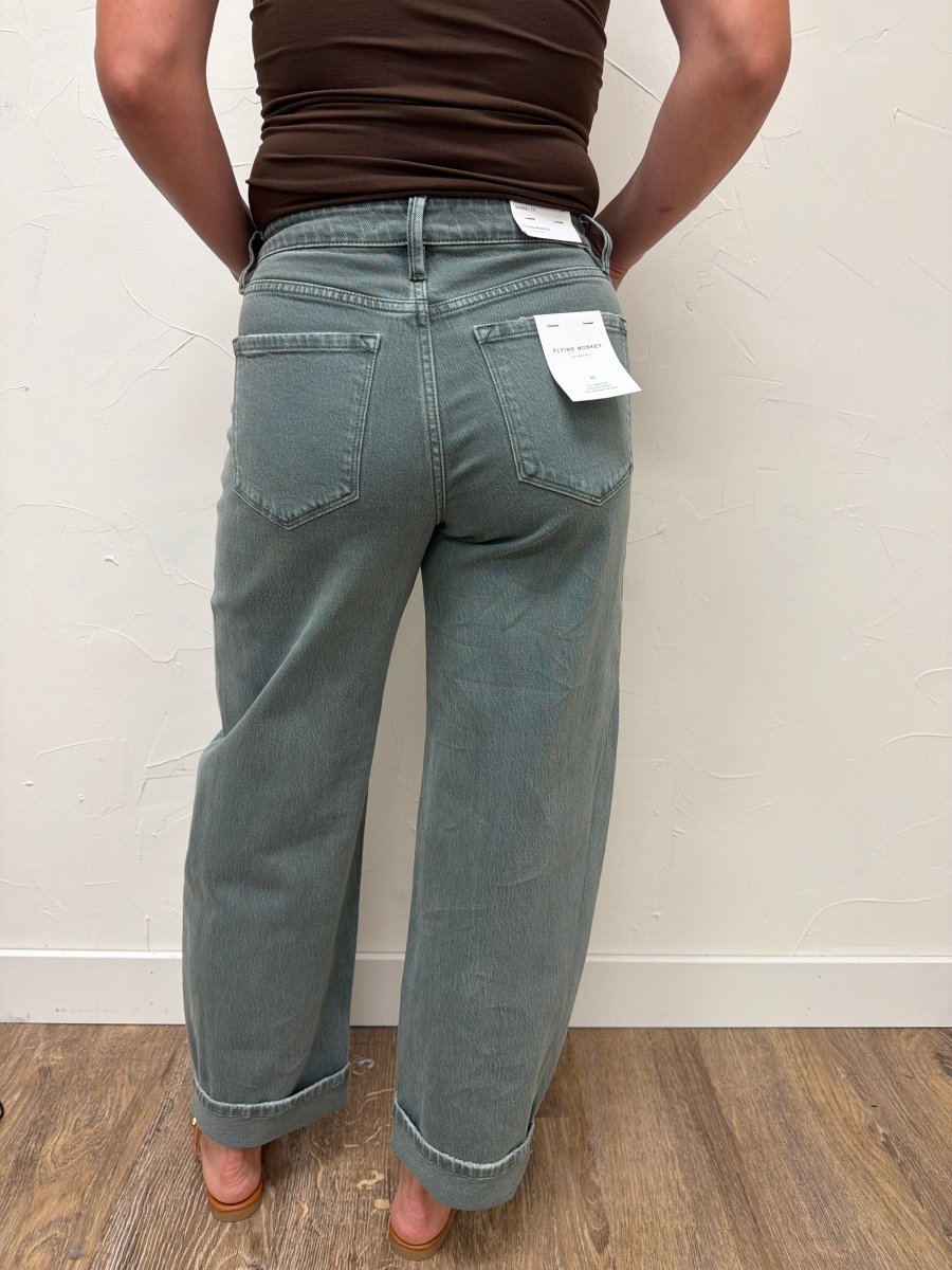 High Rise Barrel With Cuffs Vervet Denim - Three:Twelve Boutique - flyingmonkey