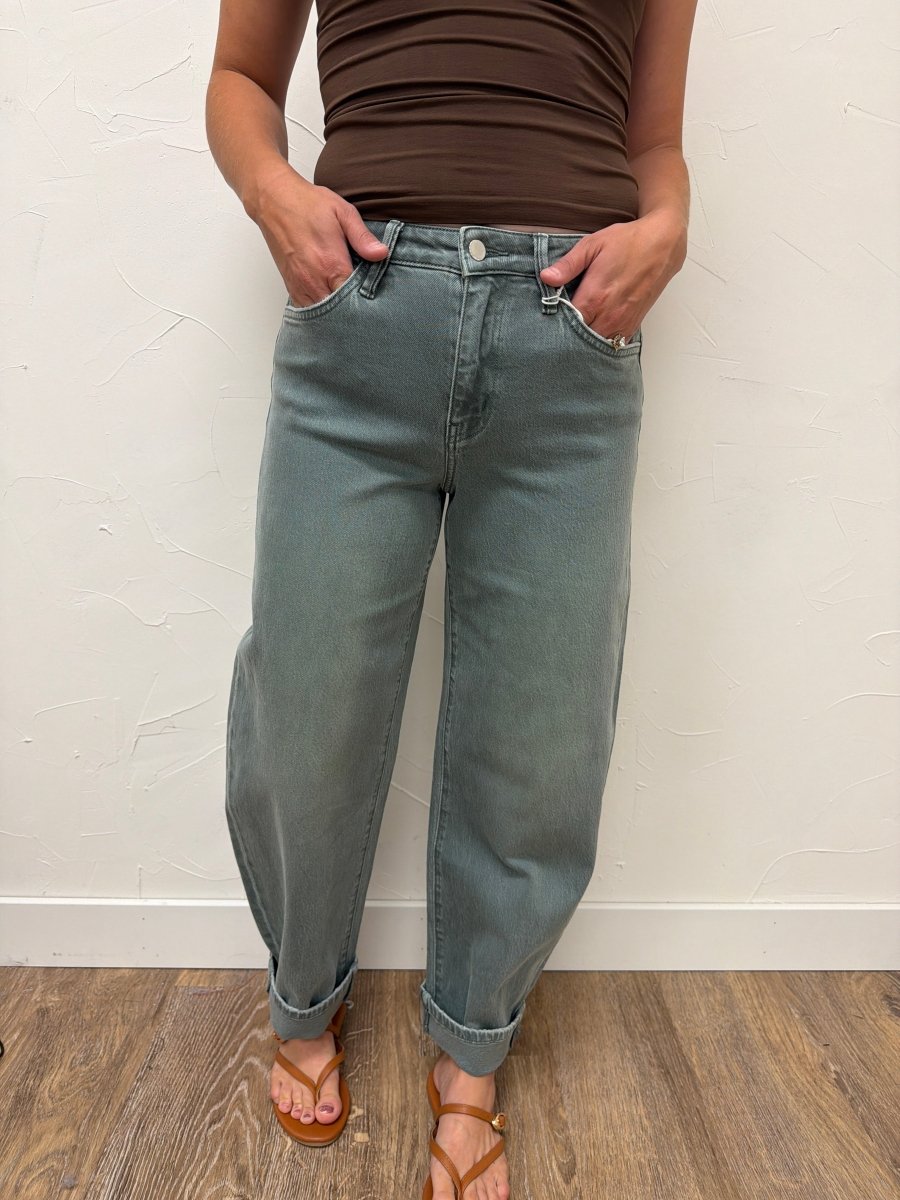 High Rise Barrel With Cuffs Vervet Denim - Three:Twelve Boutique - flyingmonkey