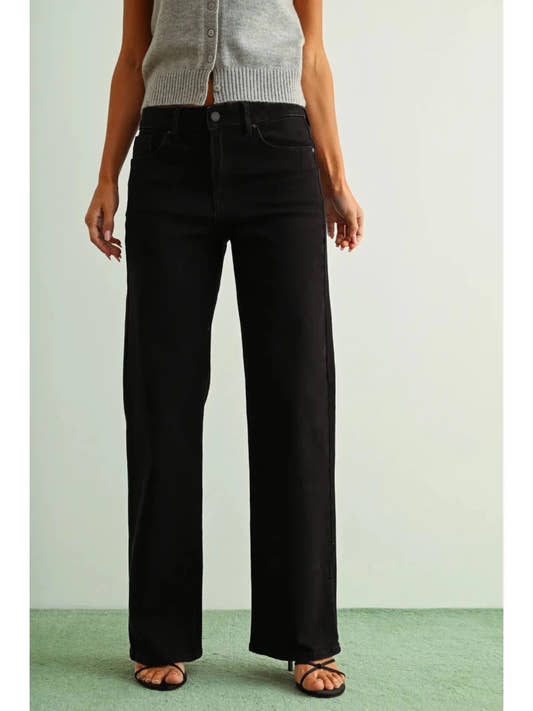 High Rise Full Length Straight Just Black Denim - Three:Twelve Boutique - Just Black Denim