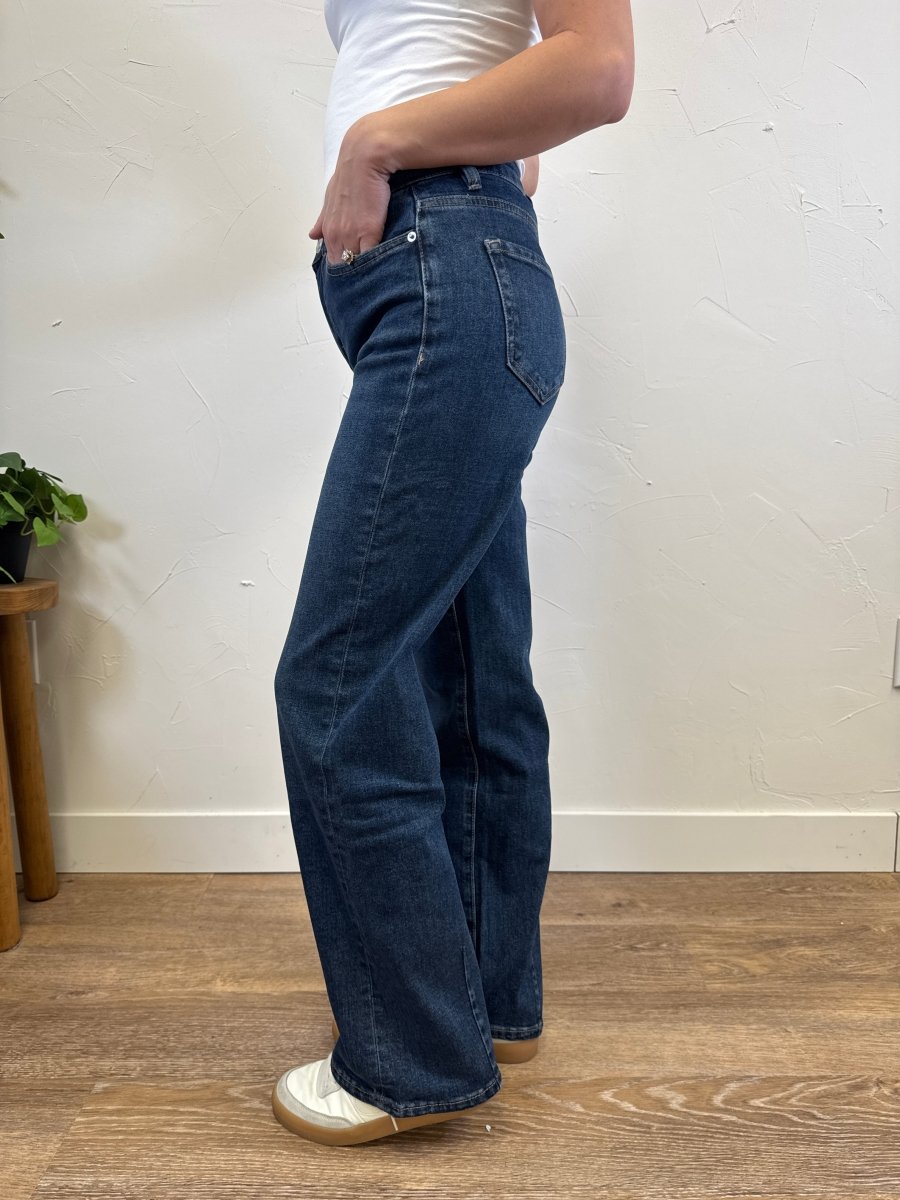 High Rise Loose Fit Straight Leg Mica Denim - Three:Twelve Boutique - MIca