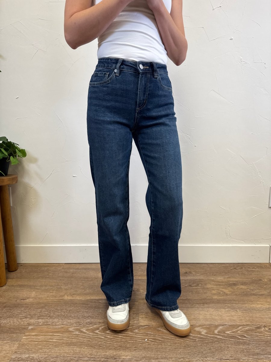 High Rise Loose Fit Straight Leg Mica Denim - Three:Twelve Boutique - MIca