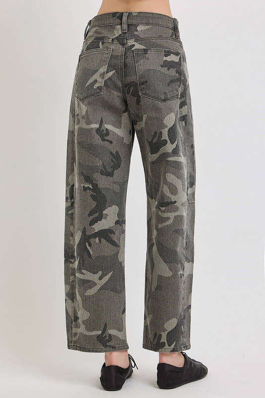 High Rise PENELOPE Barrel Camo Pants - Three:Twelve Boutique - Risen Denim