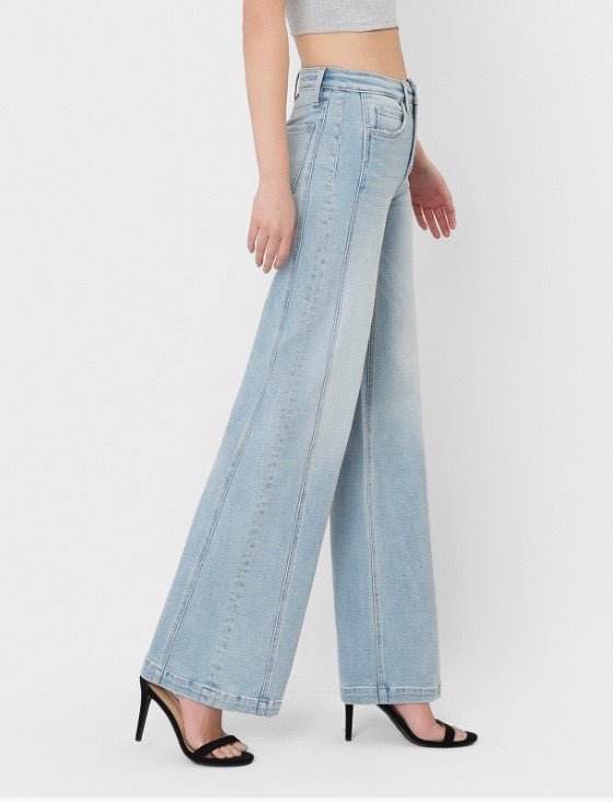 High Rise Side Panel Wide Leg Vervet Denim - Three:Twelve Boutique - VERVET
